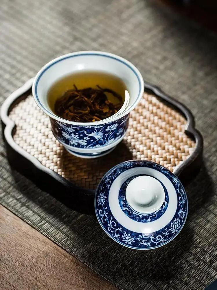 Jingdezhen Handmade Blue and White Teacup - 'Li Lu Lian Ke' Success Themed  Hand-Painted Teacup | Elegant Chinese Teaware