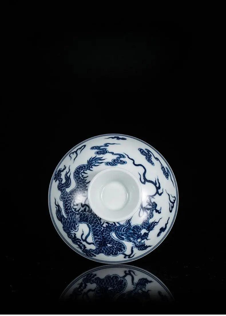 Jingdezhen Handmade Teacup - Blue and White 'Cloud Dragon Pattern' | Artisan Chinese Teaware - Blue-and-White