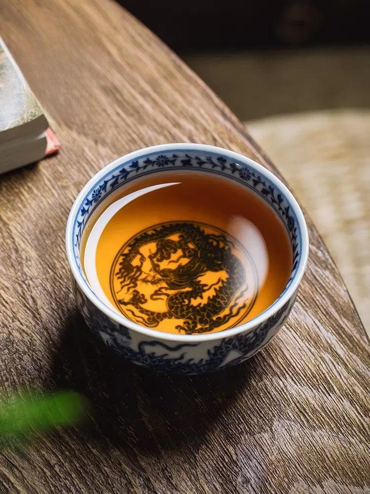 Jingdezhen Handmade Teacup - Classical 'Cloud Dragon Pattern' in Blue and White | Timeless Chinese Teaware - Blue-and-White