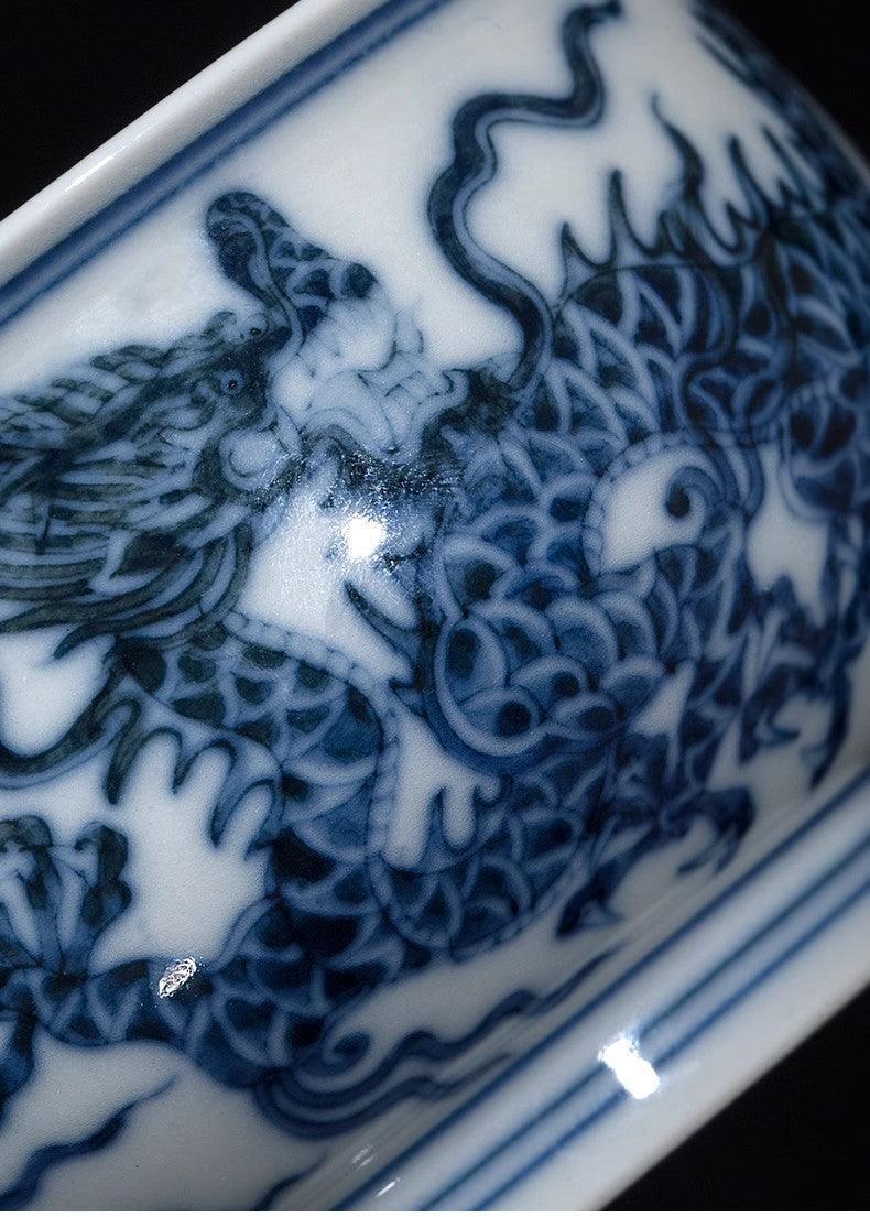 Jingdezhen Handmade Teacup - Classical 'Cloud Dragon Pattern' in Blue and White | Timeless Chinese Teaware - Blue-and-White