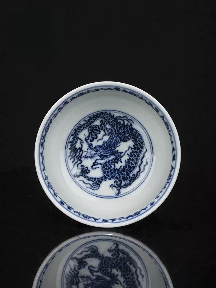 Jingdezhen Handmade Teacup - Classical 'Cloud Dragon Pattern' in Blue and White | Timeless Chinese Teaware - Blue-and-White