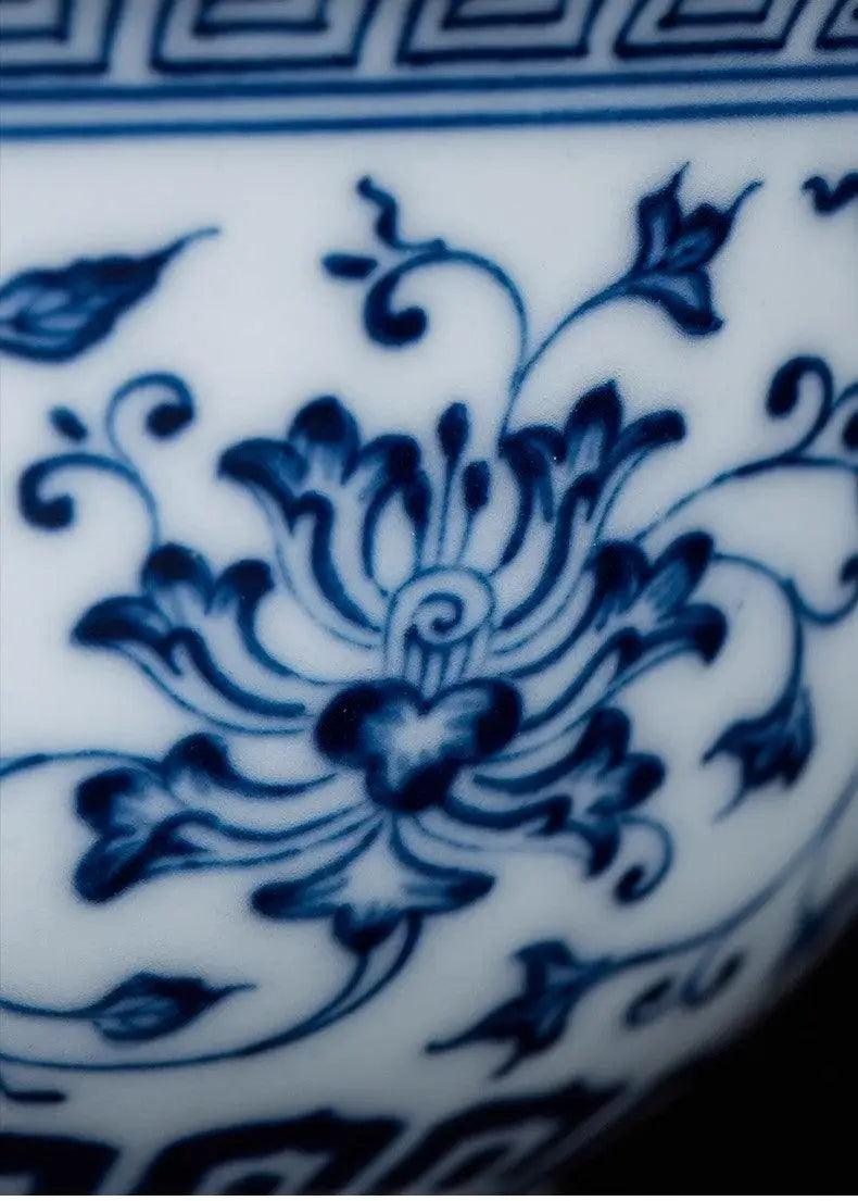 Jingdezhen Handmade Teacup - Classical 'Twining Lotus Pattern' in Blue and White | Elegant Chinese Teaware - Blue-and-White