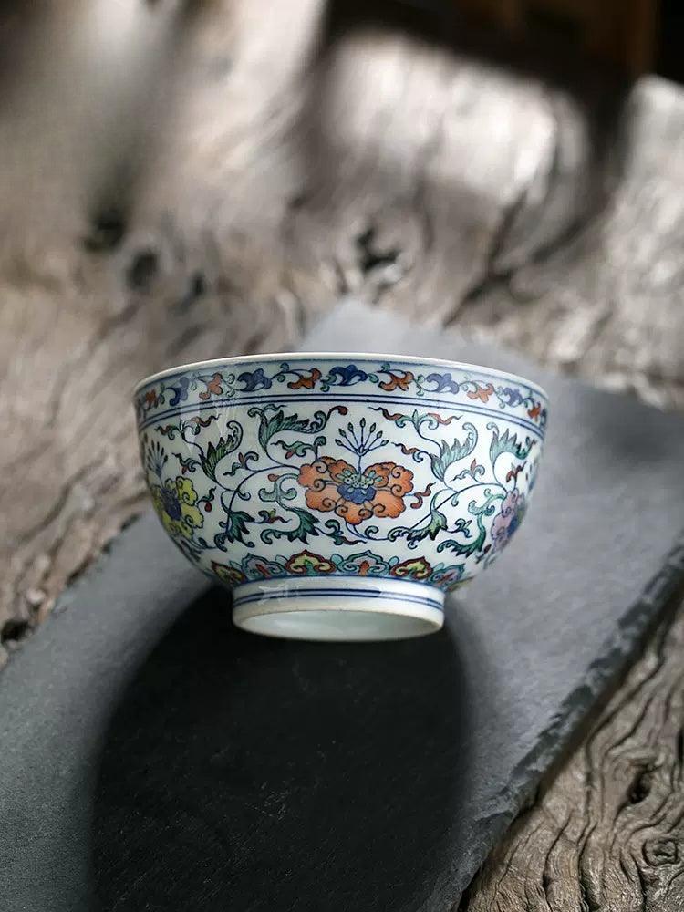 Jingdezhen Handmade Teacup - Traditional Blue and White Doucai with Timeless Floral Motif | Exquisite Chinese Teaware - Blue-and-White