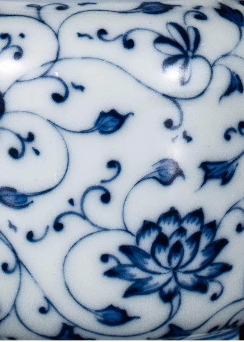 Jingdezhen Handmade Teapot - Blue and White 'Twining Lotus Pattern' | Traditional Chinese Teaware - Blue-and-White