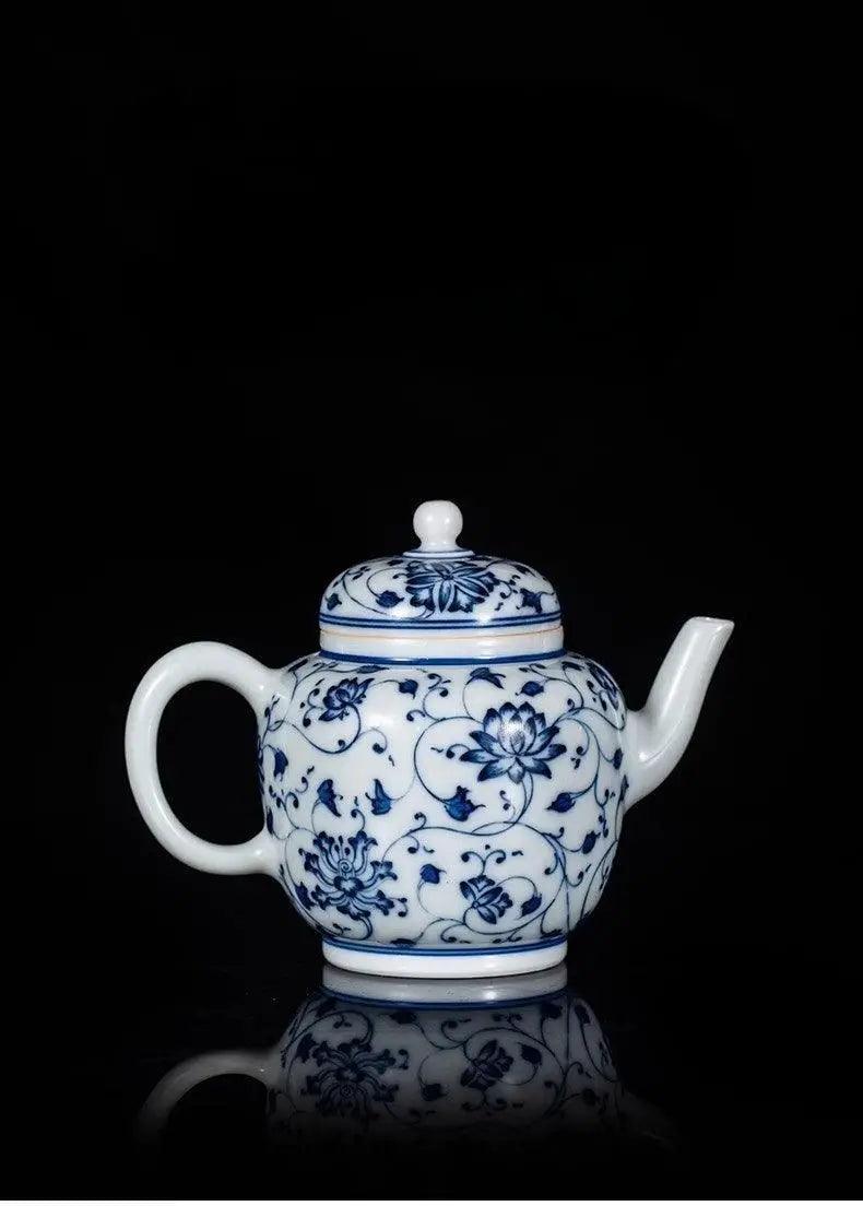 Jingdezhen Handmade Teapot - Blue and White 'Twining Lotus Pattern' | Traditional Chinese Teaware - Blue-and-White