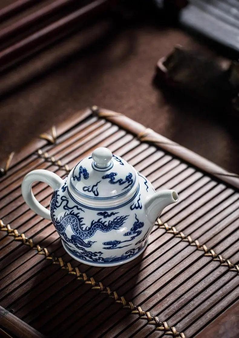 Jingdezhen Handmade Teapot - Classical 'Cloud Dragon' Pattern in Blue and White | Iconic Chinese Teaware - Blue-and-White