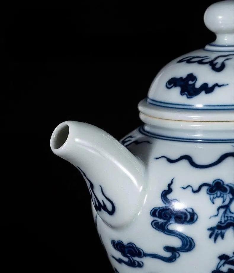 Jingdezhen Handmade Teapot - Classical 'Cloud Dragon' Pattern in Blue and White | Iconic Chinese Teaware - Blue-and-White