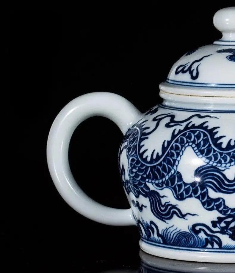 Jingdezhen Handmade Teapot - Classical 'Cloud Dragon' Pattern in Blue and White | Iconic Chinese Teaware - Blue-and-White