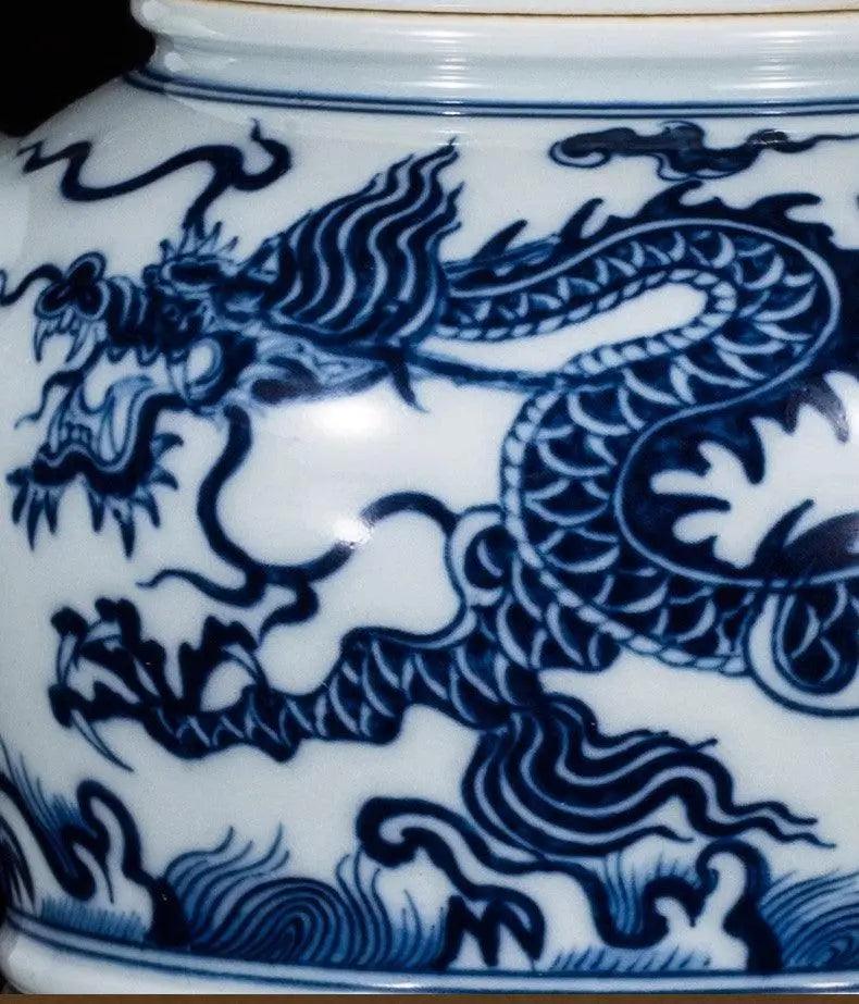 Jingdezhen Handmade Teapot - Classical 'Cloud Dragon' Pattern in Blue and White | Iconic Chinese Teaware - Blue-and-White