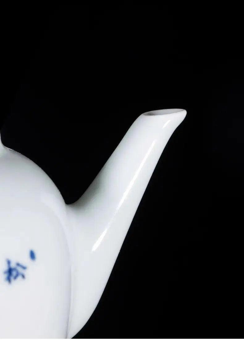 Jingdezhen Handmade Teapot - 'Song He Yan Nian' Blue and White Design | Longevity-Themed Chinese Teaware - Blue-and-White